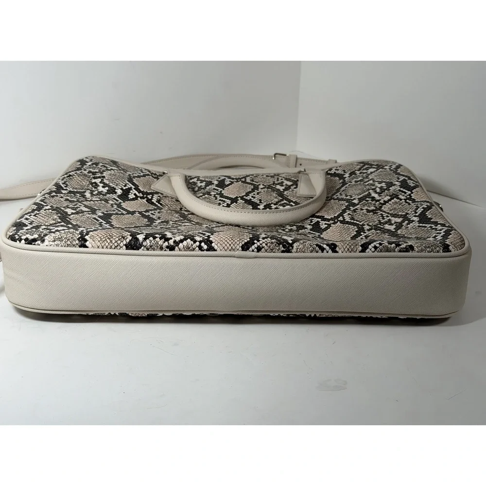 White House Black Market snake print‎ computer laptop tote bag in beige/biscotti